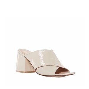 NEW Kate‎ Spade Venus Cream Patent Block Heels Slip On Sandals Heels Mules 6